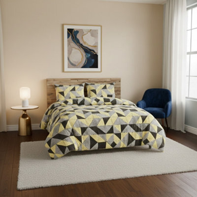 Geometric Print Duvet Set Trendy Minimalist Bedding For Modern Homes Grey - image 1