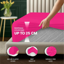 Aspire Homeware Pink Fitted Sheet-(25Cm) Deep Hotel Quality -Breathable Fitted Bed Sheets Single (L)190Cm X (W)91Cm - thumbnail 2