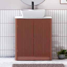 Royal Bathrooms Avenza 800mm Terracotta Clay Floor Standing Bathroom Vanity Unit 2 Door With Cube Basin