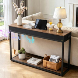 111Cm Console Table Led Lighted Sofa Table Entryway Table With Usb Charging Port - thumbnail 1