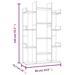 Vidaxl Book Cabinet Grey Sonoma 86X25.5X140 Cm Engineered Wood Book Cabinets - thumbnail 8