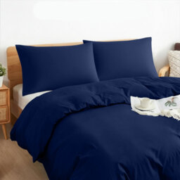 Aspire Homeware Plain Duvet Cover Set Soft Microfibre, Navy, Super King (L)220Cm X (W)260Cm - thumbnail 2