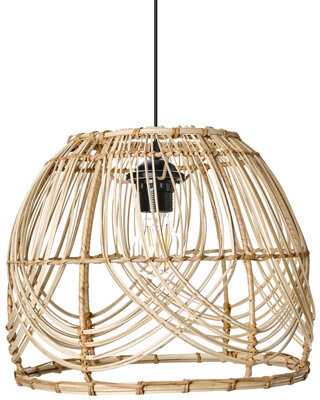 Wyld And Coco Boho Luxe Pendant Lamp - Handmade Natural Rattan Shade With Iron Frame, Adjustable Height, 35Cm Diameter, 141Cm Drop - image 1