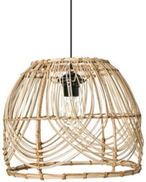Wyld And Coco Boho Luxe Pendant Lamp - Handmade Natural Rattan Shade With Iron Frame, Adjustable Height, 35Cm Diameter, 141Cm Drop - thumbnail 1