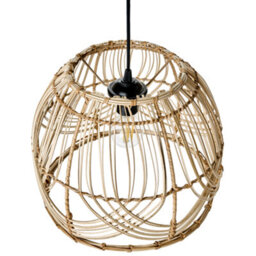 Wyld And Coco Boho Luxe Pendant Lamp - Handmade Natural Rattan Shade With Iron Frame, Adjustable Height, 35Cm Diameter, 141Cm Drop - thumbnail 5