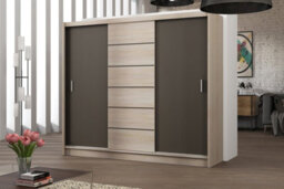 Arte Sewille 250Cm Sliding Door Wardrobe - Dynamic Sonoma Oak Meets Bold Lava Contrast - thumbnail 1