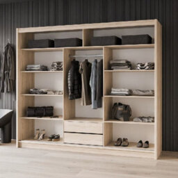 Arte Sewille 250Cm Sliding Door Wardrobe - Dynamic Sonoma Oak Meets Bold Lava Contrast - thumbnail 4