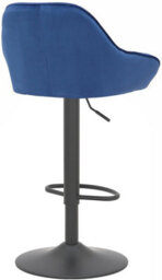 Lamboro Velluto Kitchen & Breakfast Bar Stool, Velvet Padded Seat & Backrest, Matt Black Footrest, Height Adjustable Swivel Gas Lift, Blue - thumbnail 4
