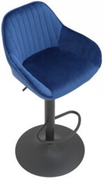 Lamboro Velluto Kitchen & Breakfast Bar Stool, Velvet Padded Seat & Backrest, Matt Black Footrest, Height Adjustable Swivel Gas Lift, Blue - thumbnail 6