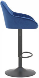 Lamboro Velluto Kitchen & Breakfast Bar Stool, Velvet Padded Seat & Backrest, Matt Black Footrest, Height Adjustable Swivel Gas Lift, Blue - thumbnail 2
