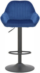 Lamboro Velluto Kitchen & Breakfast Bar Stool, Velvet Padded Seat & Backrest, Matt Black Footrest, Height Adjustable Swivel Gas Lift, Blue - thumbnail 3