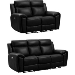 Furniture Instore Sienna Black Leather Aire 3+2 Seater Sofa Set