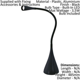 Set Of 2 Modern Black Table Lamps With Flexible Touch Dimmer Led Bulbs 3.5W - thumbnail 2