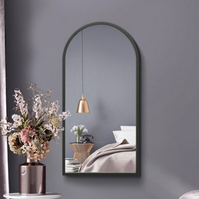 Mirroroutlet The Arcus Black Metal Framed Arched Wall Mirror 80Cm X 40Cm - image 1
