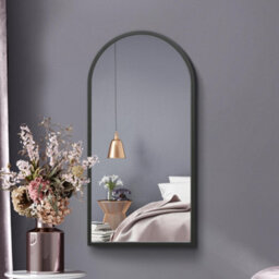 Mirroroutlet The Arcus Black Metal Framed Arched Wall Mirror 80Cm X 40Cm