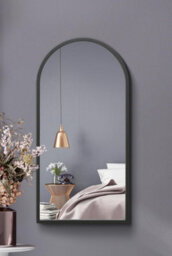 Mirroroutlet The Arcus Black Metal Framed Arched Wall Mirror 80Cm X 40Cm - thumbnail 5