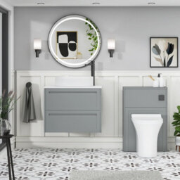 Royal Bathrooms Royal Bathroom Elmore 700mm Matt Pebble Grey Wall Mounted Bathroom Vanity Unit 2 Drawer Plain White Worktop With Lyon Basin - thumbnail 5