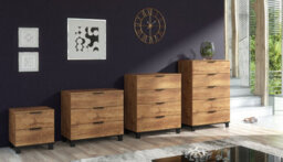 Furneo Modern Dark Oak Effect Chest Of Drawers Cabinet 4 Drawers Storage Cozy 04 - thumbnail 4