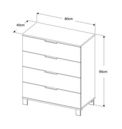 Furneo Modern Dark Oak Effect Chest Of Drawers Cabinet 4 Drawers Storage Cozy 04 - thumbnail 6