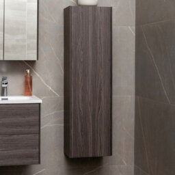 Plum&clay Borneo Dark Wood Wall Hung Bathroom Tall Storage Unit (H)1200mm (W)350mm - thumbnail 2