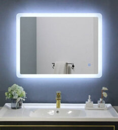 Belofay 450X600mm Atlanta Illuminated Bathroom Led With Mirror Demister Pad, Dimmable Led Anti-Fog Tempered Wall Mirrors - thumbnail 1