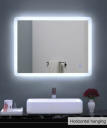 Belofay 450X600mm Atlanta Illuminated Bathroom Led With Mirror Demister Pad, Dimmable Led Anti-Fog Tempered Wall Mirrors - thumbnail 3