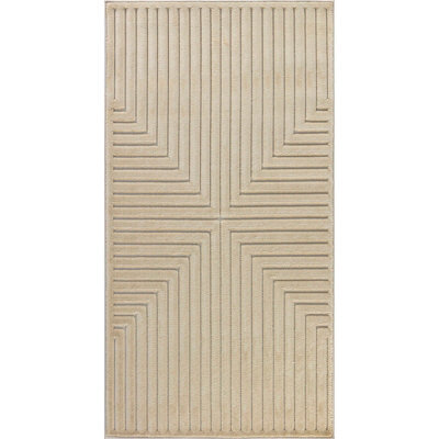 Livabliss Le Mans-Modern Beige 3D High & Low Pile Textured In- & Outdoor Rug 80 X 150 Cm Easy Care, Non Shedding - image 1