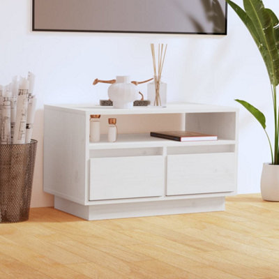 Walplus Tv Cabinet White 60X35X37 Cm Solid Wood Pine - image 1
