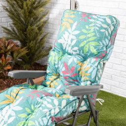 Alfresia Garden Relaxer Chair, Charcoal Frame, Alexandra Green Leaf Classic Cushion - thumbnail 3