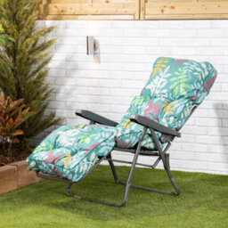 Alfresia Garden Relaxer Chair, Charcoal Frame, Alexandra Green Leaf Classic Cushion - thumbnail 2