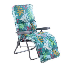 Alfresia Garden Relaxer Chair, Charcoal Frame, Alexandra Green Leaf Classic Cushion - thumbnail 1