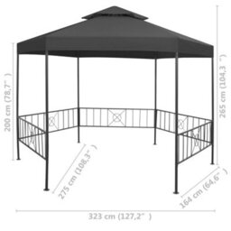 Walplus Garden Gazebo 323X275X265 Cm Anthracite - thumbnail 8