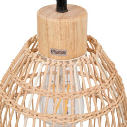 Thehotsale E27 Modern Bamboo-Woven Lampshade Ceiling Hand-Woven Pendant Light - thumbnail 3