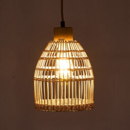Thehotsale E27 Modern Bamboo-Woven Lampshade Ceiling Hand-Woven Pendant Light - thumbnail 5
