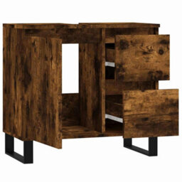 Berkfield Industrial Bathroom Cabinet Smoked Oak 65X33X60 Cm Engineered Wood - thumbnail 5