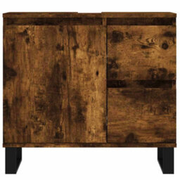 Berkfield Industrial Bathroom Cabinet Smoked Oak 65X33X60 Cm Engineered Wood - thumbnail 4