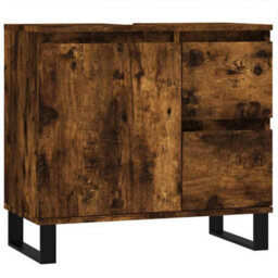 Berkfield Industrial Bathroom Cabinet Smoked Oak 65X33X60 Cm Engineered Wood - thumbnail 1