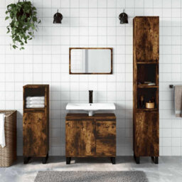 Berkfield Industrial Bathroom Cabinet Smoked Oak 65X33X60 Cm Engineered Wood - thumbnail 2