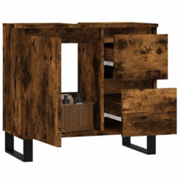 Berkfield Industrial Bathroom Cabinet Smoked Oak 65X33X60 Cm Engineered Wood - thumbnail 3