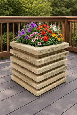Square Wooden Tiered Garden Planter (Phoebe Range) 40Cm X 40Cm 38Cm High