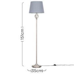 Valuelights Memphis Traditional Style Satin Nickel Barley Twist Floor Lamp With Grey Light Shade - thumbnail 8