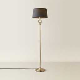 Valuelights Memphis Traditional Style Satin Nickel Barley Twist Floor Lamp With Grey Light Shade - thumbnail 3