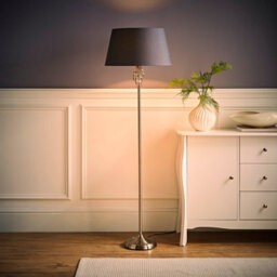 Valuelights Memphis Traditional Style Satin Nickel Barley Twist Floor Lamp With Grey Light Shade - thumbnail 2