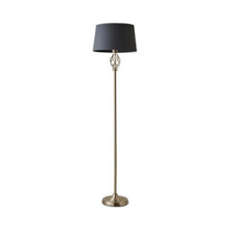 Valuelights Memphis Traditional Style Satin Nickel Barley Twist Floor Lamp With Grey Light Shade - thumbnail 6