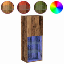 Berkfield Tv Cabinet With Led Lights Old Wood 40,5X30X102 Cm - thumbnail 4