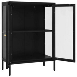 Vidaxl Sideboard Black 75X35X105 Cm Steel And Glass - thumbnail 6