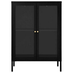 Vidaxl Sideboard Black 75X35X105 Cm Steel And Glass - thumbnail 3