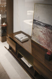Tv Cabinet In Warm-Chocolate Wood With Gold Finishes From The Panarea Collection - thumbnail 3