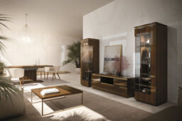 Tv Cabinet In Warm-Chocolate Wood With Gold Finishes From The Panarea Collection - thumbnail 2