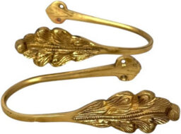 Sisi UK Pair Of Vintage Brass Curtain Tie Backs Feather Leaf Design Decorative Drapery Holdback Hooks - thumbnail 1